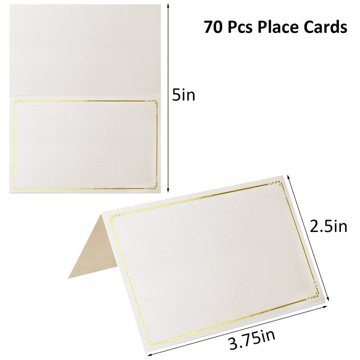 70 Pcs Place Cards Blank Fillable Banquet Seat Card with Gold Foil Frame, Place Cards for Table Setting, Escort Cards, Name Cards, Wedding Place Cards for Wedding, Table, Dinner Parties, 2.5 x 3.75