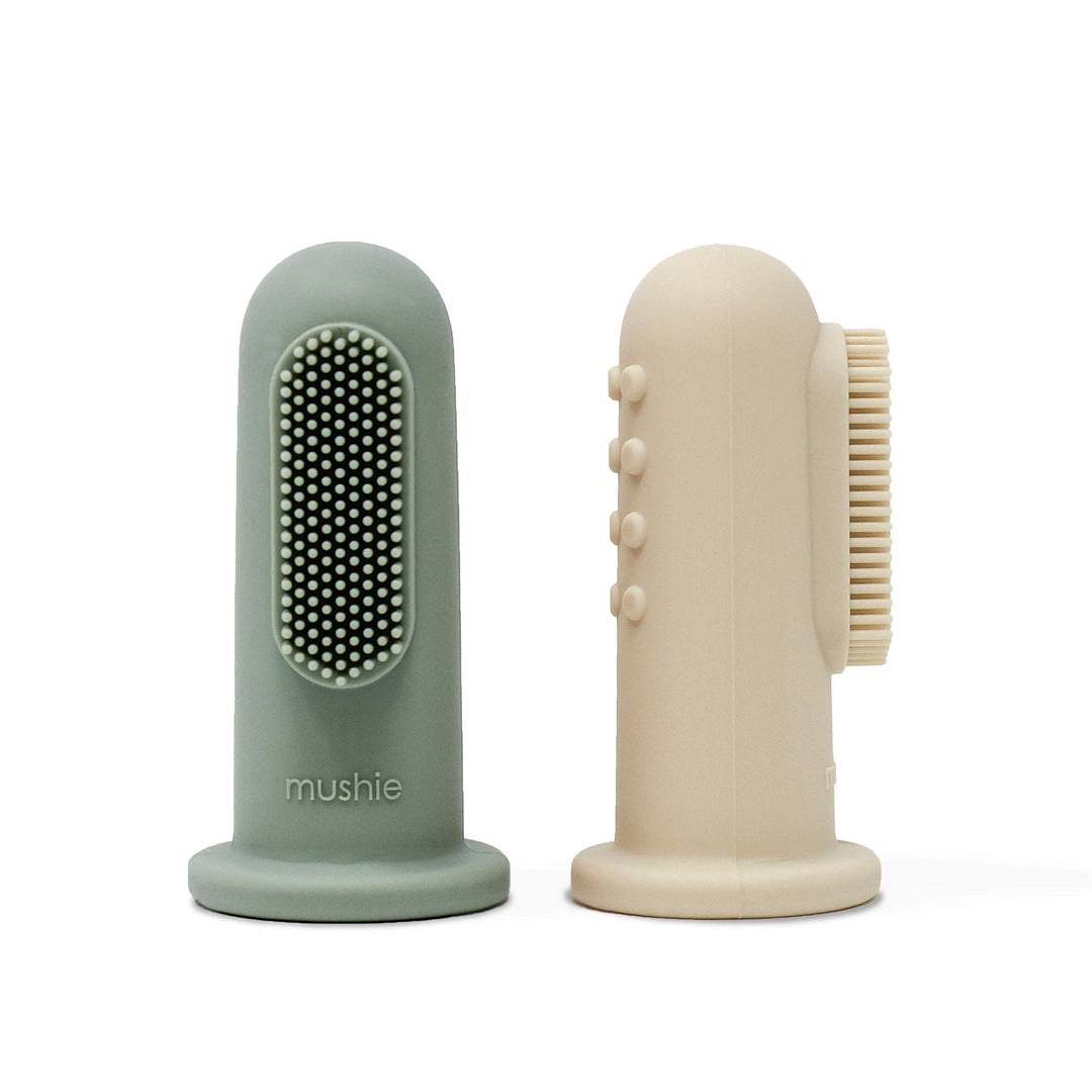 mushie Baby Finger Toothbrush (Cambridge Blue/Shifting 