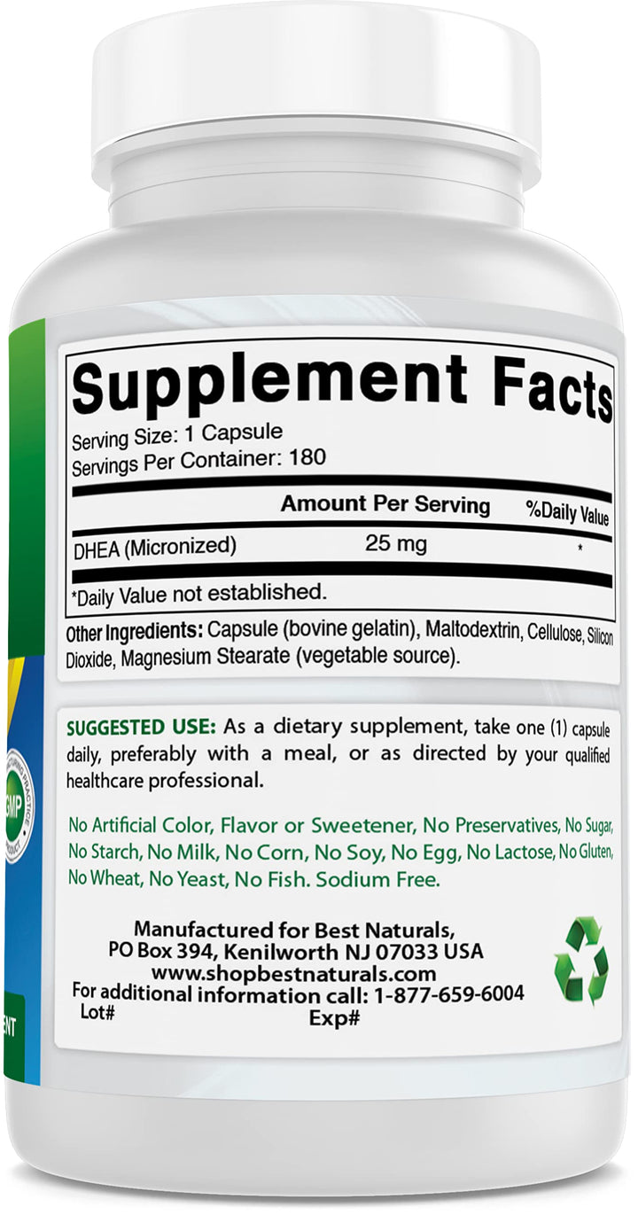 Best Naturals, Micronized DHEA 25 mg 180 Capsules
