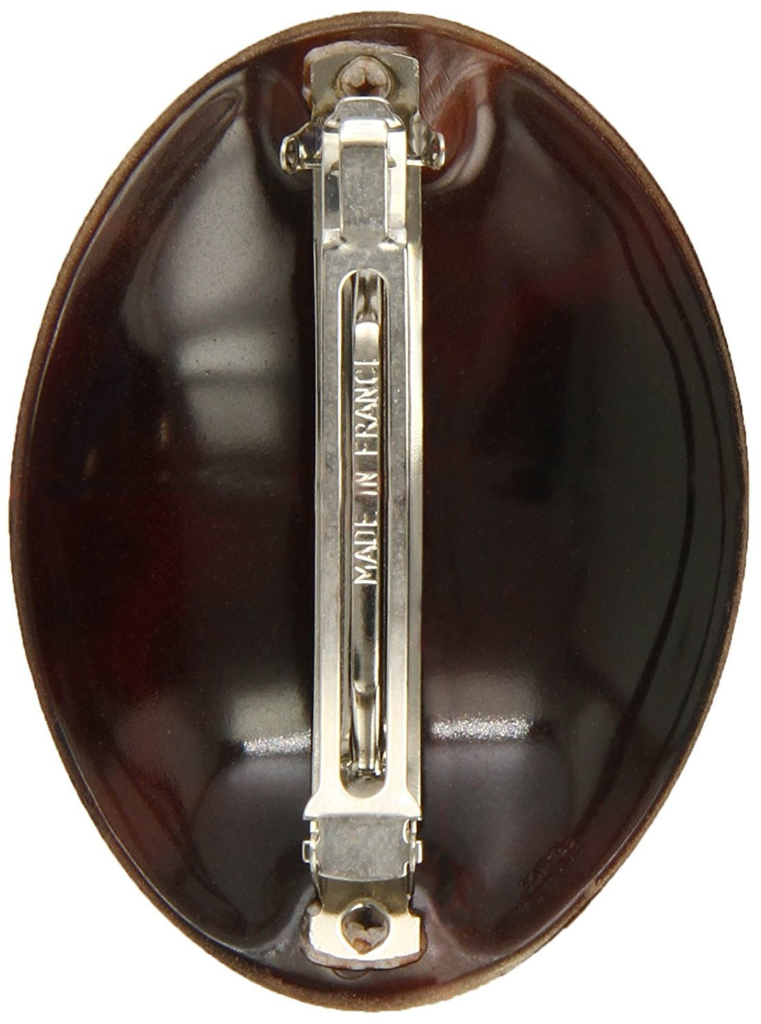 Hand Painted Oval Barrette With Leopard Design And A Brown Over Shadow