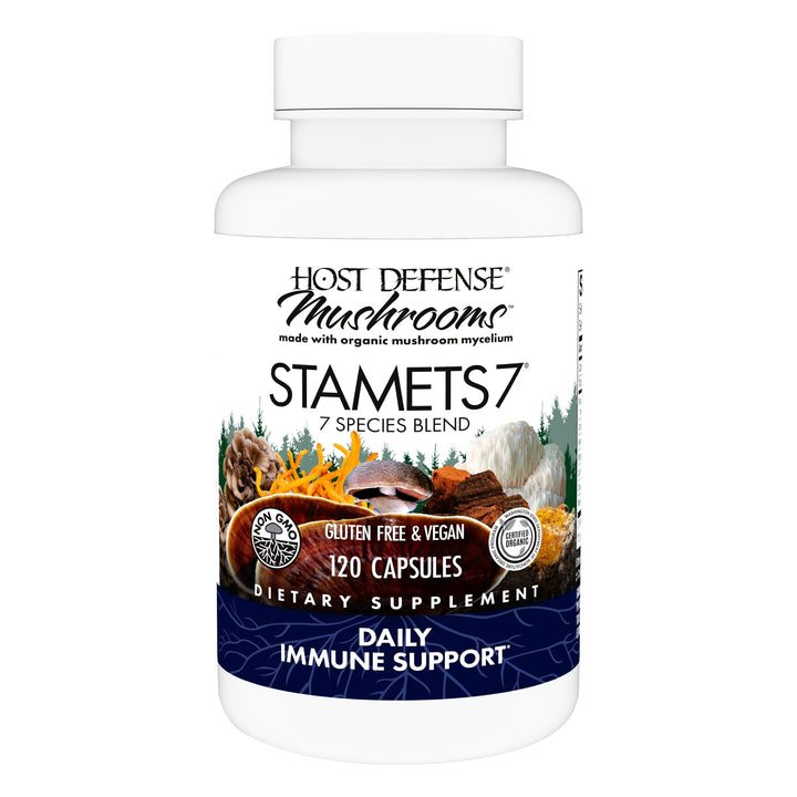 Stamets 7-7 Species Blend - Mushroom Supplement for Immune Support - Includes Royal Sun Blazei, Cordyceps, Reishi, Maitake, Lion&#39;s Mane, Chaga &amp; Mesima - 120 Capsules (60 Servings)*