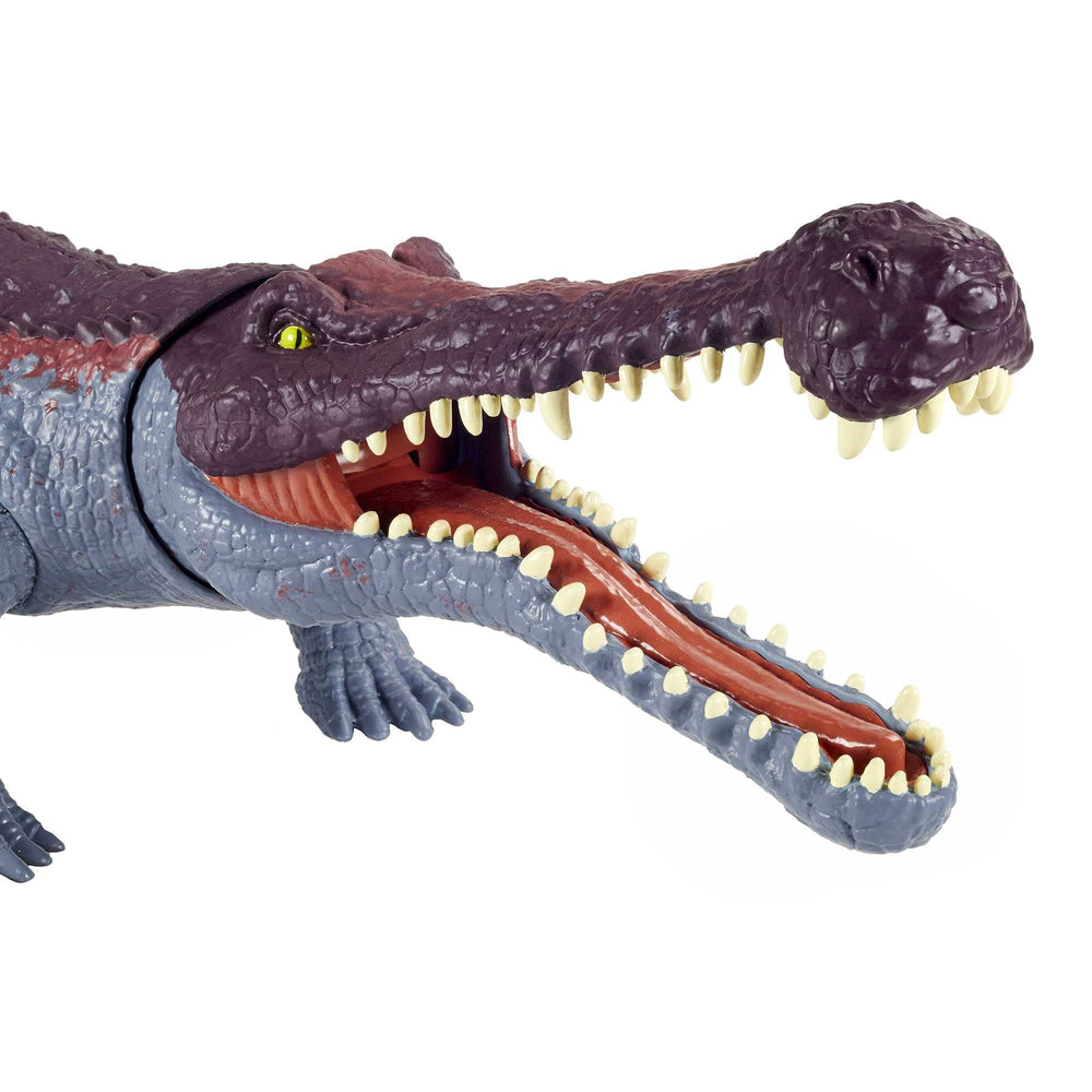 Jurassic World Massive Biters Sarcosuchus Larger-Species Dinosaur Action Figure, Tail-Activated Strike & Chomp Action