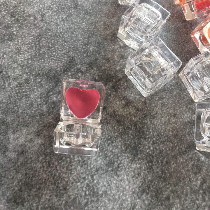 10 Pieces 1 Gram Empty Cosmetic Sample Jars Mini Square Plastic Container with Heart Inner and Lids for Makeup Lipstick Balm Eyeshadow Nail Powder, Clear