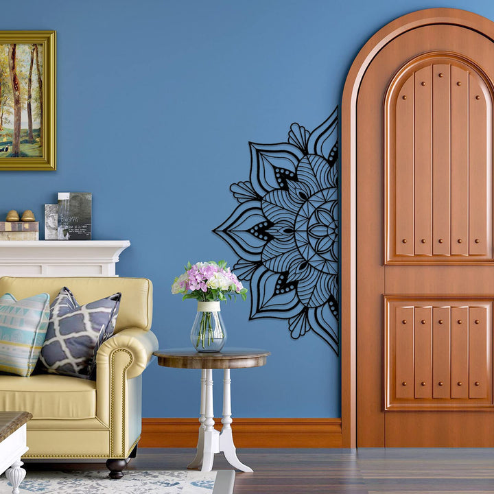 Large Metal Mandala Wall Art, Unique Lotus Flower Wall Decor Artwork, Suitable for Office and Home Indoor and Outdoor Decoration (Black)