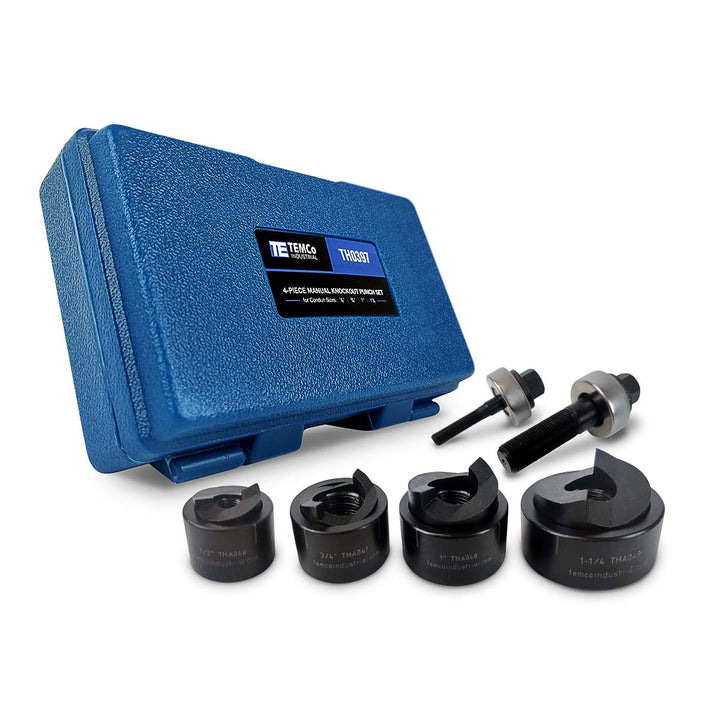 TEMCo TH0397 – Manual Knockout Punch Driver Kit for ½ inch to 1-1/4” inch Electrical Conduit Hole Sizes (1/2- 1-1/4 Conduit Size)