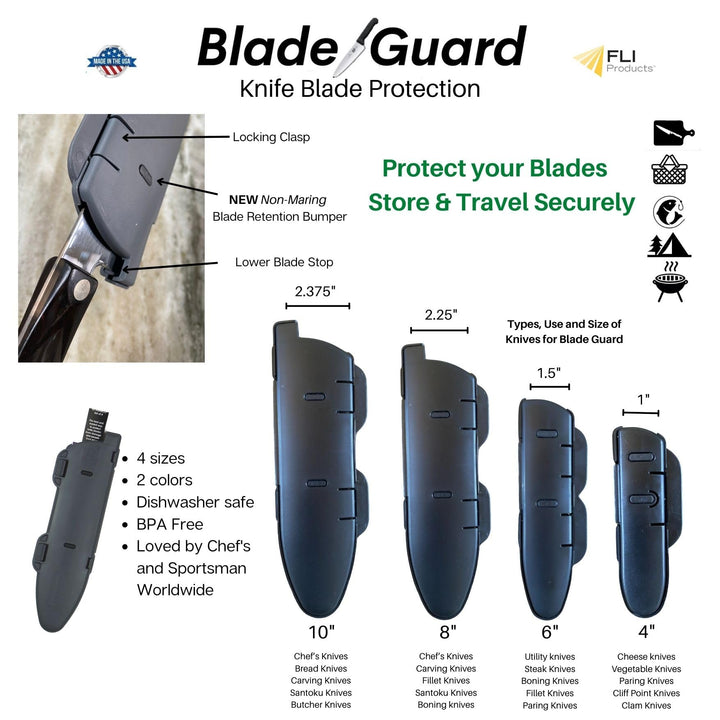 Blade Guard Knife Blade Protection Cover, Secure Fit Sheath for Storage or Transport – Chef’s Kitchens, Travel &amp; Outdoor Use, Dishwasher Safe BPA-Free (Grey, 8)