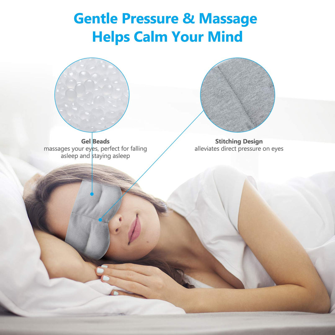 Weighted Sleep Mask Pain Relief Mask, Cooling Sleep Eye Mask, Cold Therapy Compression for Headache, Migraine, Sinus Pain, Puffy Eyes, Dry Eyes, Light Blocking Eye Pillow, Cotton Eye Cover Sleeping
