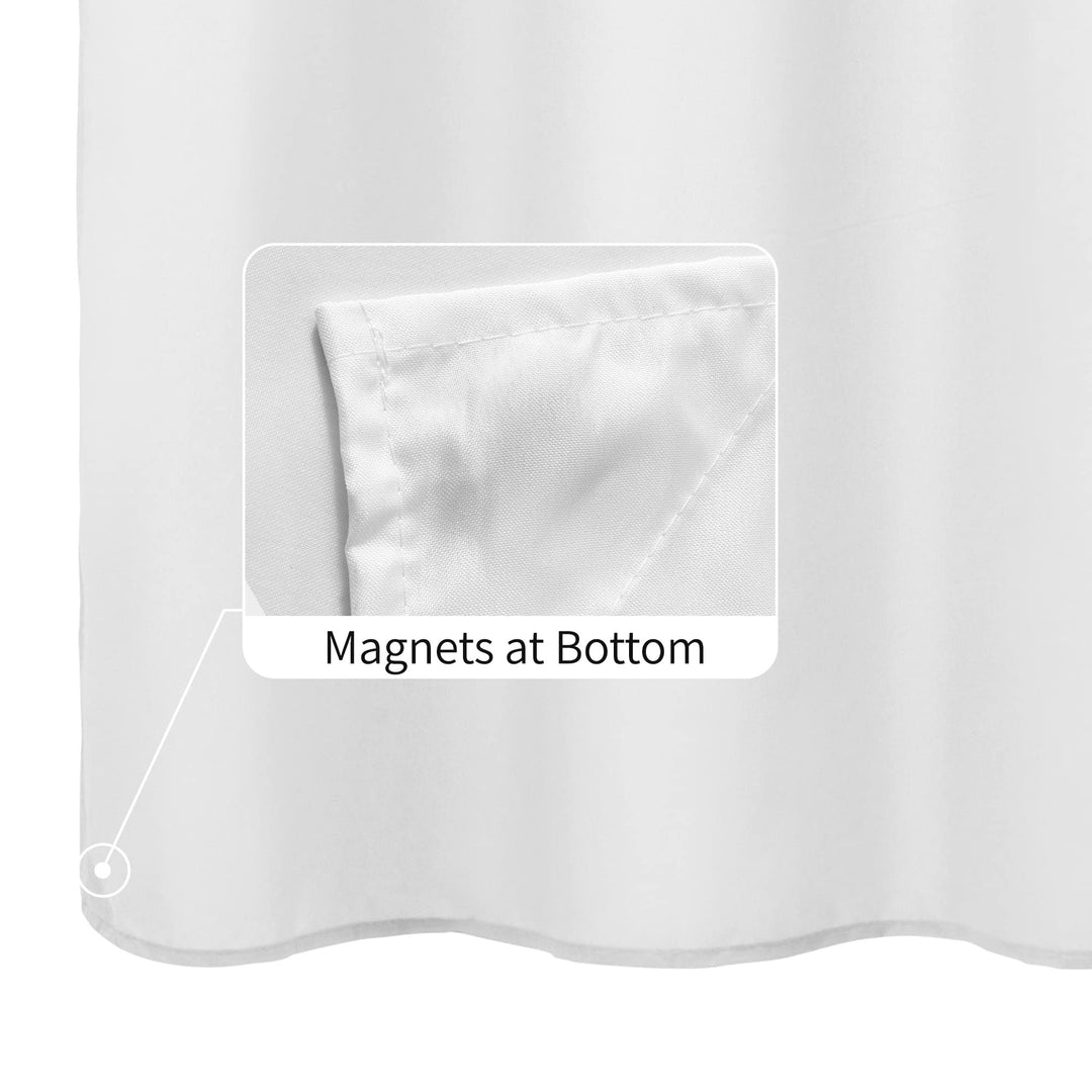 Stall Fabric Shower Curtain Liner Waterproof - 42 x 72, Soft &amp; Lightweight Stall Size Shower Curtain with Magnets, Machine Washable - 42x72, White