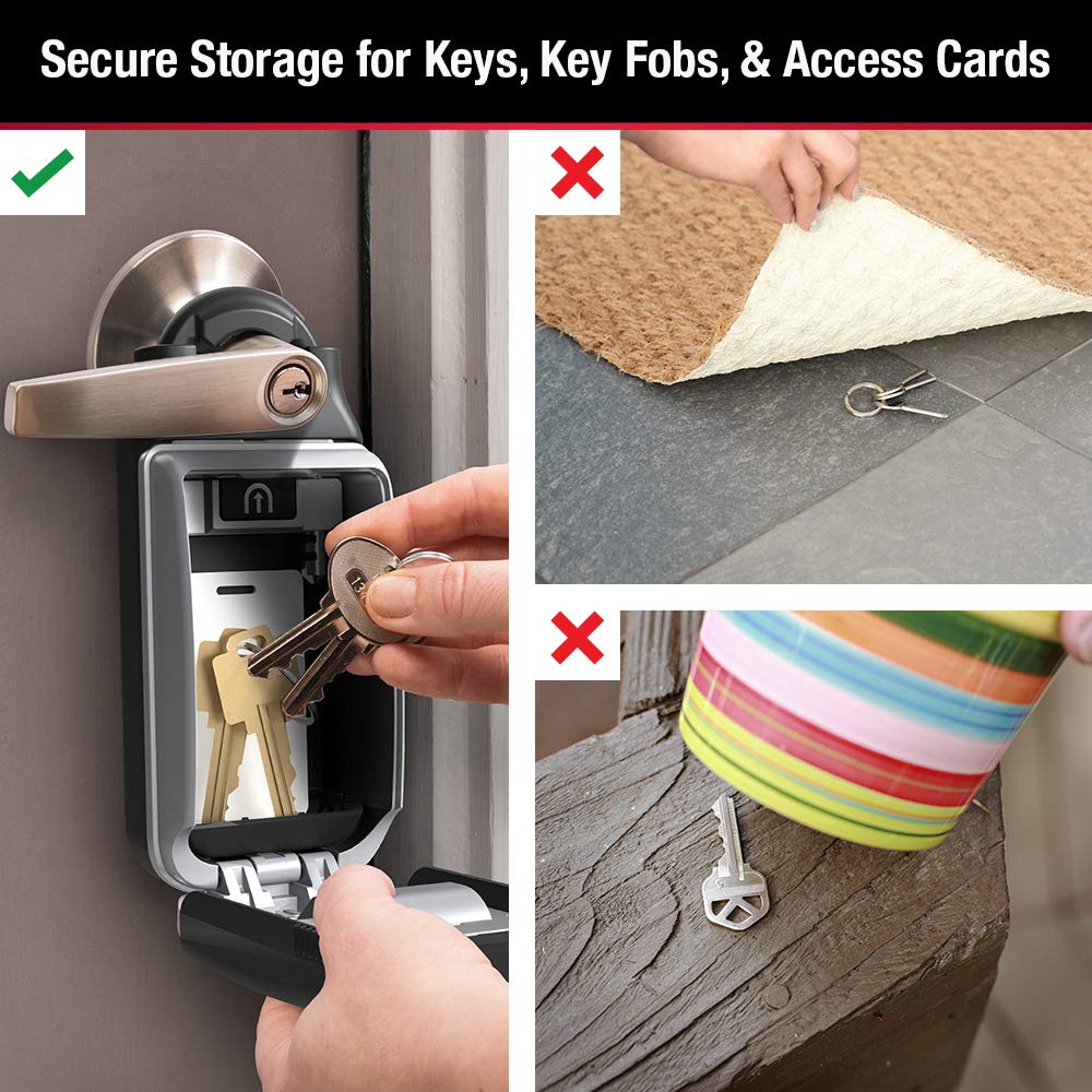 Black Portable Key Lock Box with Adjustable Shackle, Set/Reset Combination for Tenants, Guests, Clients, Ideal for Realtors, Landlords or Property Managers, Holds 6 Keys, 5420EC