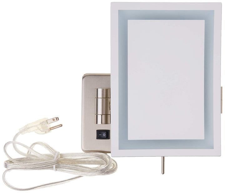 JRT710NL 6.5-Inch by 9-Inch LED Lighted Wall Mount Rectangular Makeup Mirror, Nickel Finish