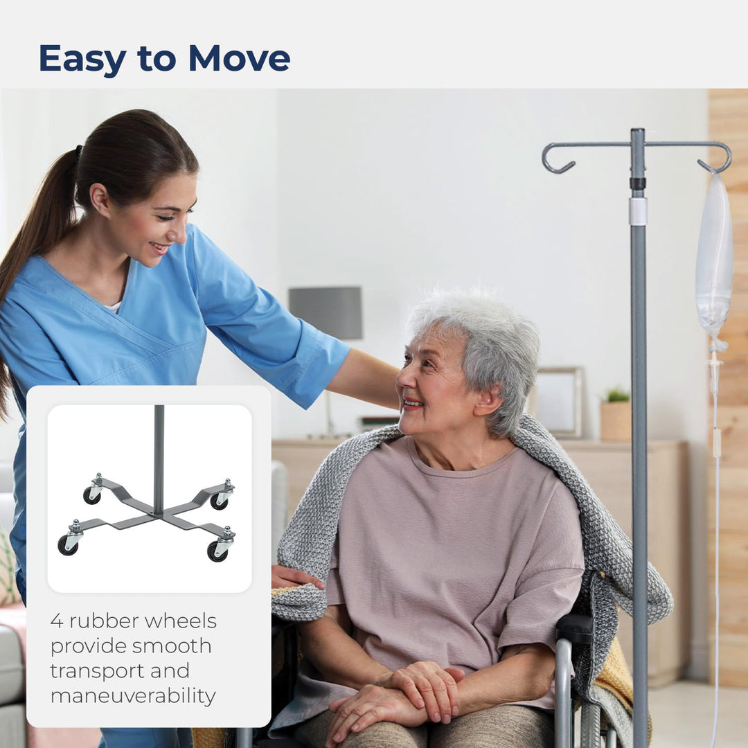 Economy Removable Top I. V. Pole, Silver Vein