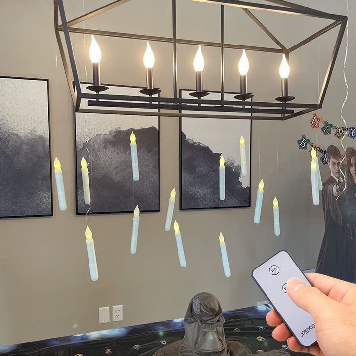 12pcs Batteries Operated Taper Candles with Remote, Warm White Flickering Light, Flameless Handheld Candles Floating, Led Hanging Candlesticks for Party Halloween Christmas Church Home