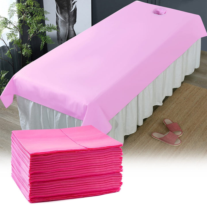 30 Pcs Disposable Massage Table Sheets, EBANKU Waterproof Massage SPA Bed Cover Sheets 31.5 X 71 Non Woven Fabric Breathable Bed Cover for Tattoo Chair Salon Hotel Lash Bed(Pink)
