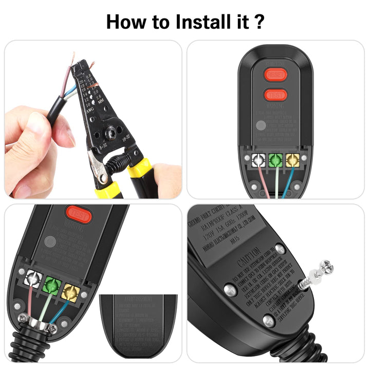 GFCI Replacement Plug Assembly Auto Reset 10 Amp 3 Prongs, 5 Years Warranty, Waterproof, Ground Fault Circuit Interrupter Safety Plug for Pressure Washer, Hot Tub, Air Conditioner, Hair Dryer