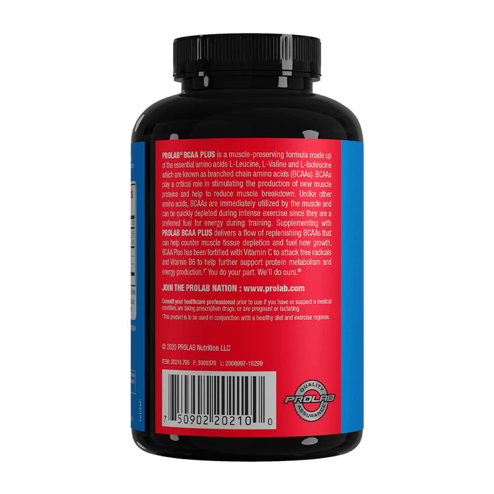 PROLAB BCAA PLUS, Branched Chain Amino Acid Capsules, 1