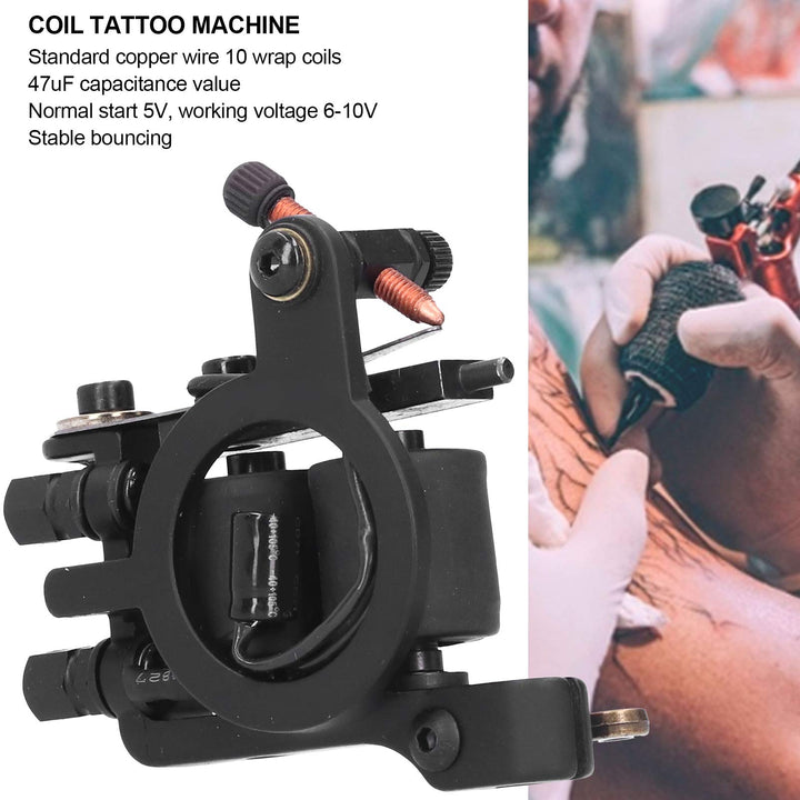 Coil Tattoo Machine Gun, 10 Wrap Coils Casting Tattoo Device Machine, Professional Alloy Tattoo Machine Copper Coils Tattoo Machine Body Art Supply Tattoo Artist