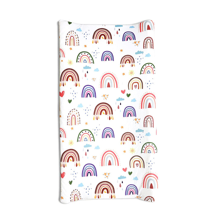 Baby Diaper Changing Pad Cover Cradle Mattress Sheets, Infant Stretchy Fabric Changing Table Cover Changing Mat Cover Baby Nursery Diaper Changing Pad Sheets (Rainbow World)
