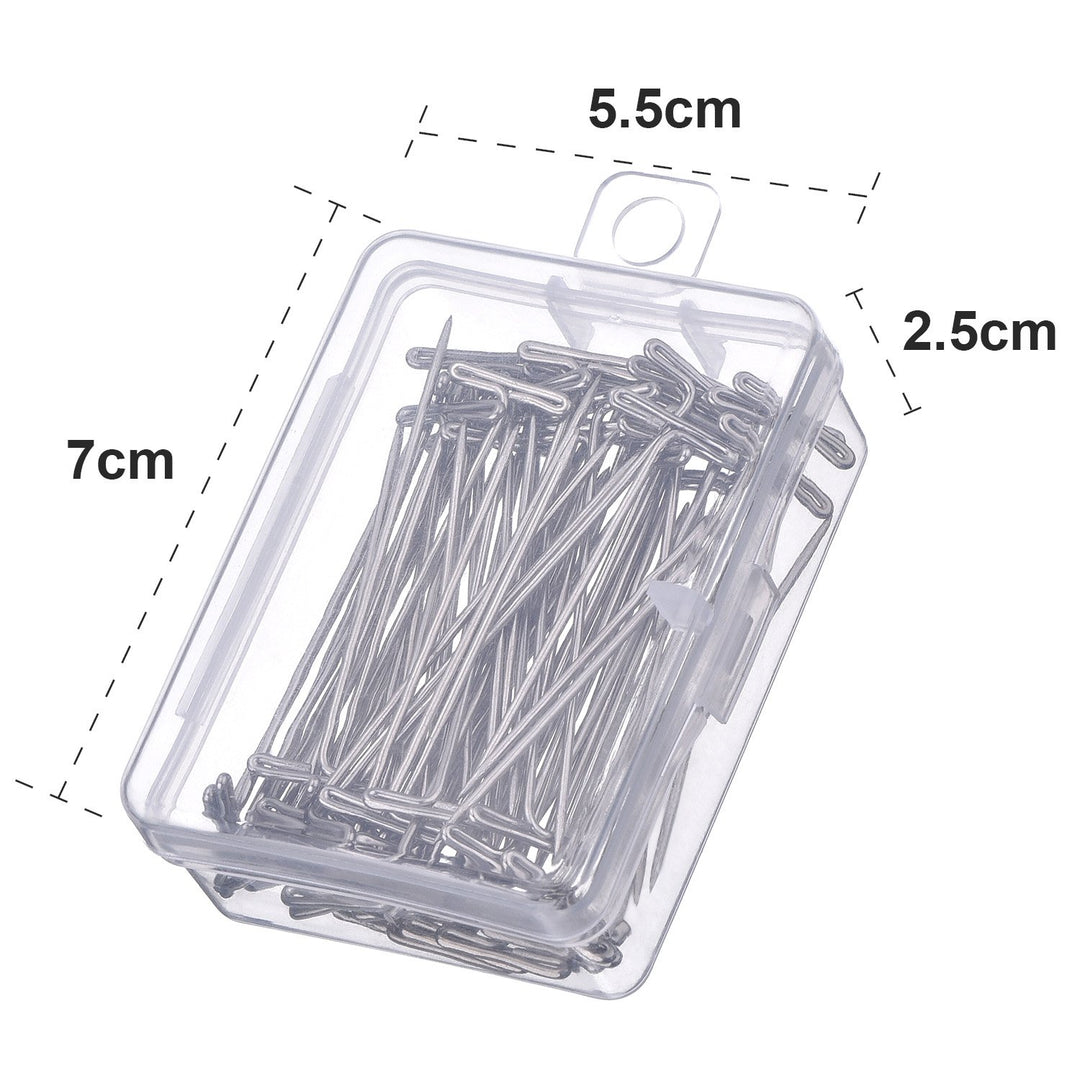Mudder 100 Pack Wig T-Pins 2 Inch with Plastic Box, Sil