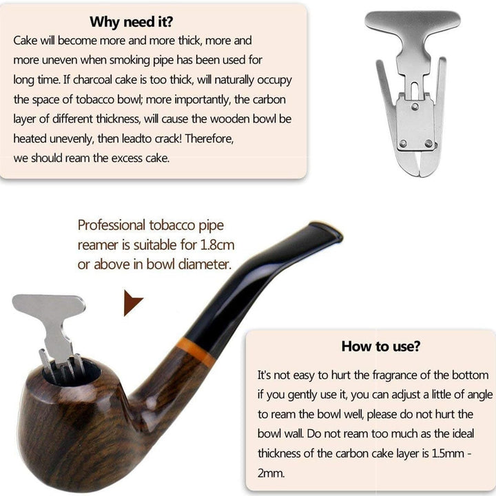 Luxury Tobacco Smoking Pipe Set, Deepened &amp; Windproof Wooden Pipe with Leather Tobacco Pouch, Wood Stand and Smoking Accessories