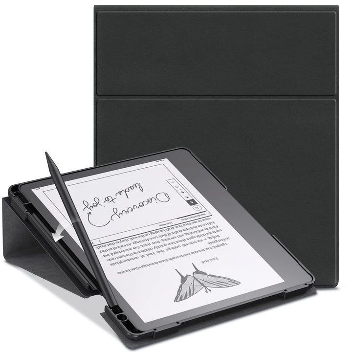Case for Kindle Scribe, Vertical Multi-Viewing Adjustable 360 Degree Rotating Stand Cover for Kindle Scribe 10.2”, Auto Sleep/Wake with Pen Holder, 10.2 inch 2022 Released (Black)