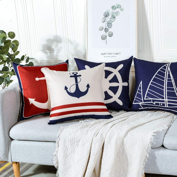 JOTOM Nautical Anchors Throw Pillow Covers 20 x 20 Inch
