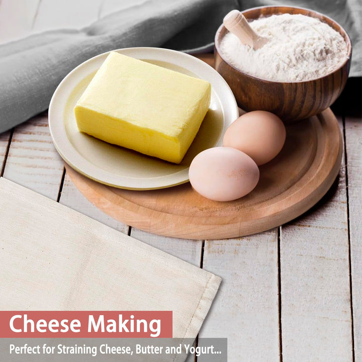 Cheese Cloths, 4PCS, Double-Layer, 20x20Inch, Reusable Grade 90 Cheese Cloth Bag for Straining, Hemmed Unbleached Cotton Precut Fine Mesh Muslin Cheesecloth for Brew, Jelly, Yogurt