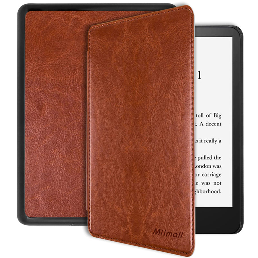 Compatible with Kindle Paperwhite 11th Generation 2021 Leather Case with Hand Strap Leather Cover Cases for Kindle Paperwhite 11th 2021 and Kindle Paperwhite Signature Edition 2021(Brown)