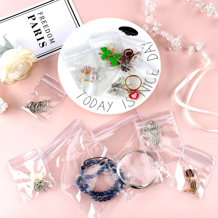 Spakon 160 Pcs Clear PVC Jewelry Bags Plastic Transpare