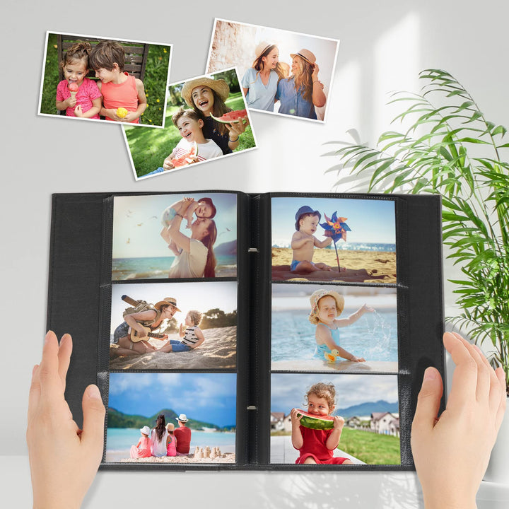 Photo Album 4x6 300 Photos, Extra Large Capacity Leather Cover Wedding Family Photo Albums Holds 300 Horizontal 4x6 Photos(Grey)