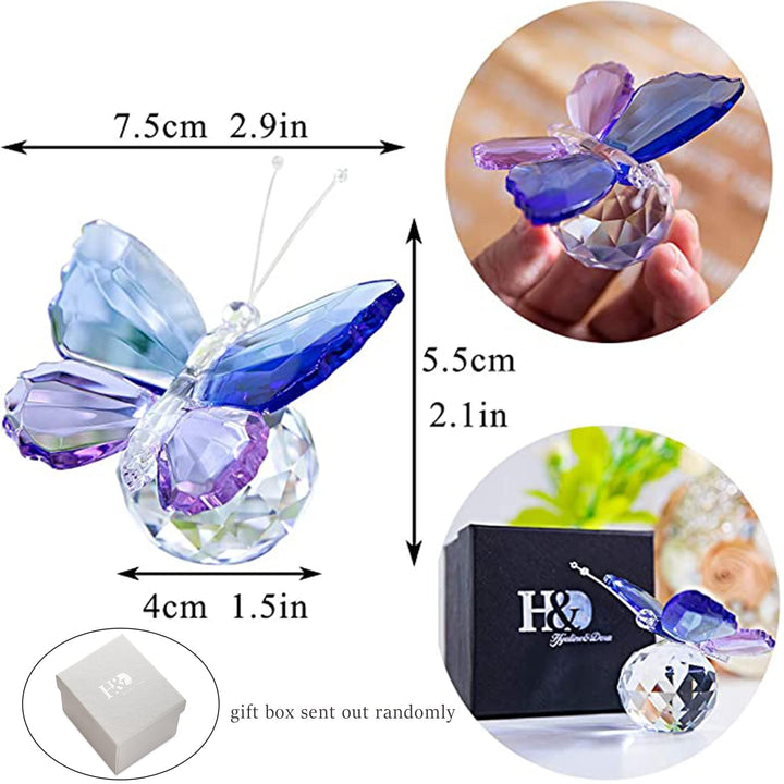 H&amp;D HYALINE &amp; DORA Crystal Cut Butterfly Animal Ornament Decoration for Office Table Home Bedroom