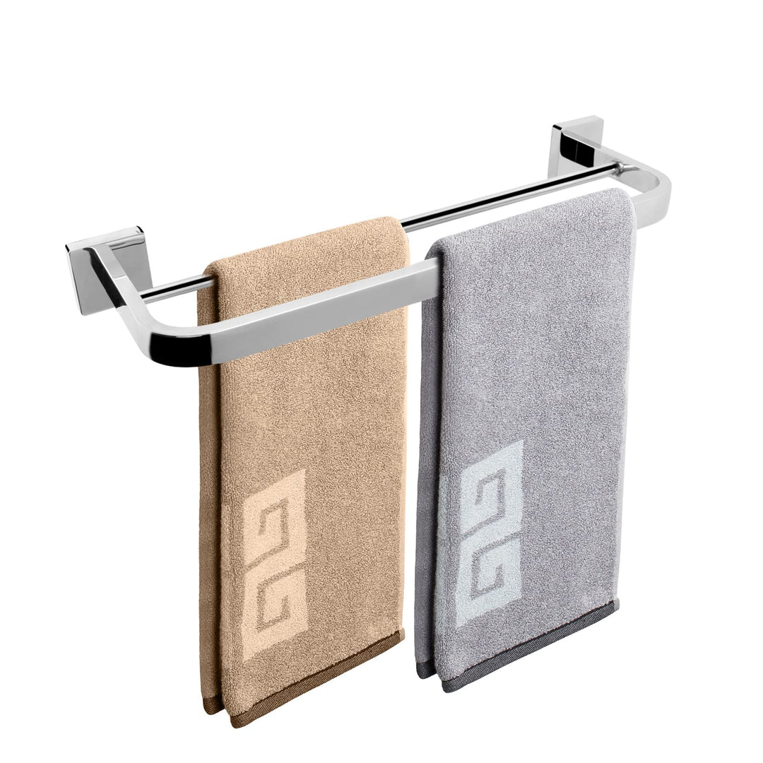 Double Bath Towel Bar, Bathroom Accessories-Thicken Stainless Steel Shower Towel Rack for Bathroom/Kitchen, Elegant Arc Edge Towel Holder Wall Mounted (Chrome Finish, 16 Inch)