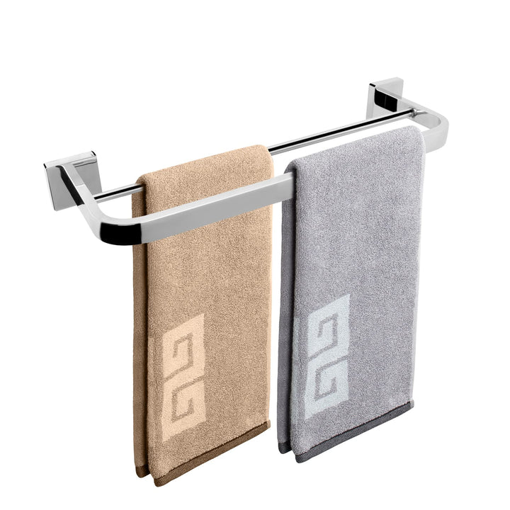 Double Bath Towel Bar, Bathroom Accessories-Thicken Stainless Steel Shower Towel Rack for Bathroom/Kitchen, Elegant Arc Edge Towel Holder Wall Mounted (Chrome Finish, 16 Inch)