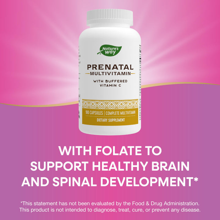 Nature&#39;s Way Prenatal Multivitamin, with folate for Healthy Brain and Spinal Development*, 180 Capsules