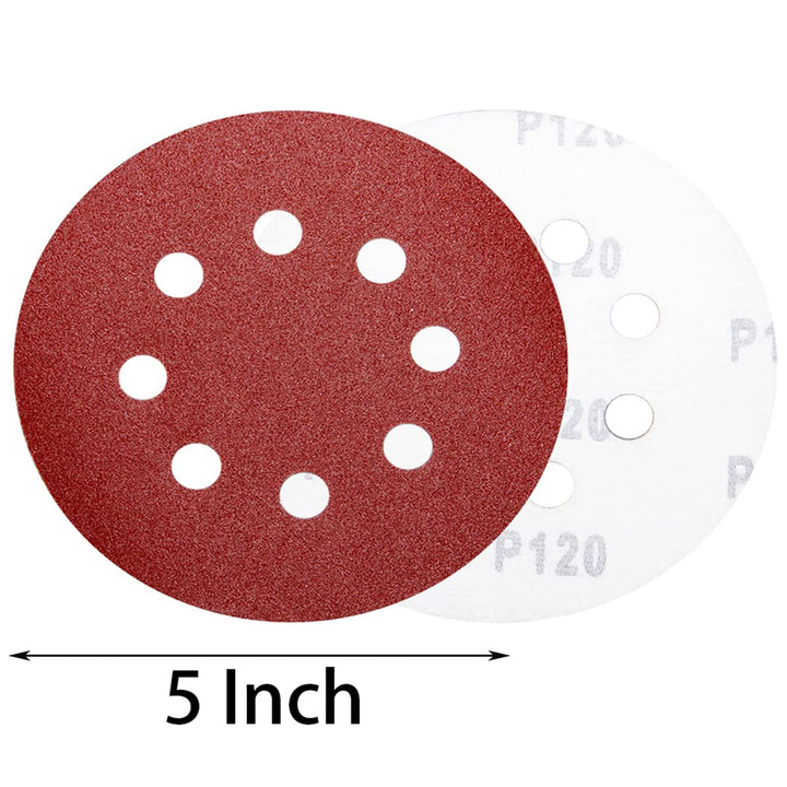 40 Pcs 5 Inch Sanding Discs Sandpaper 8 Hole Hook for R