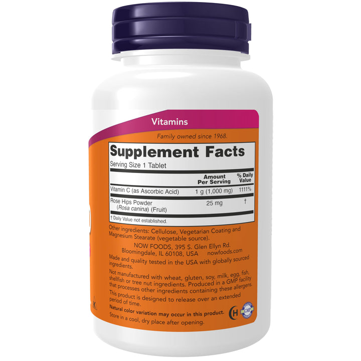 NOW Foods Supplements, Vitamin C-1,000 with Rose Hips, Sustained Release, Antioxidant Protection*, 100 Tablets
