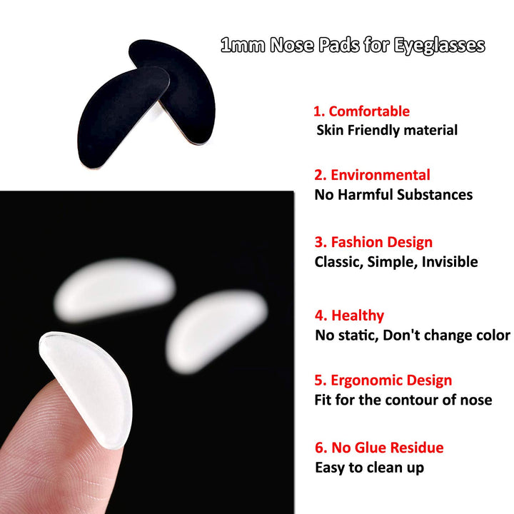 18 Pairs 1mm Eyeglasses Nose Pads, Transparent Non-Slip