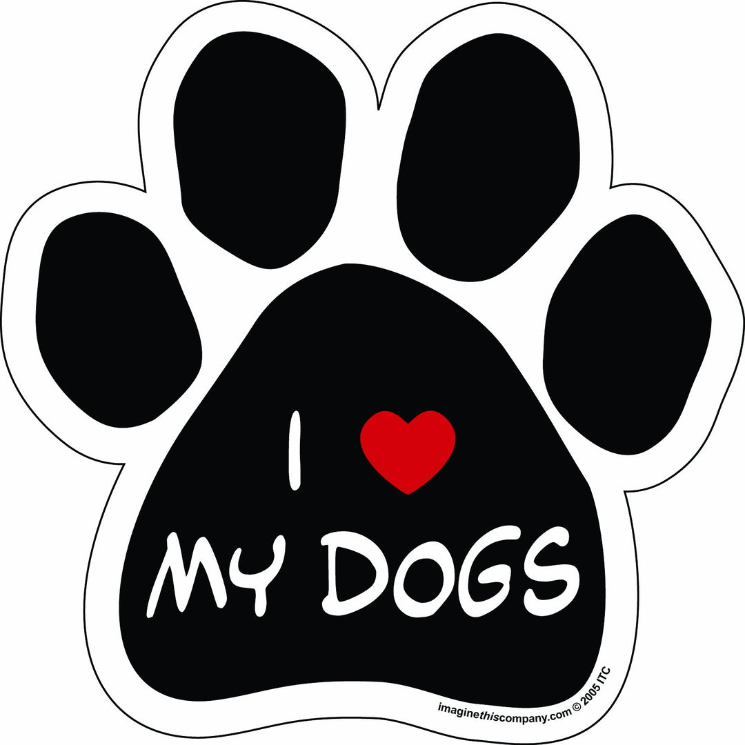 Paw Car Magnet, I Love My Dogs, 5-1/2-Inch by 5-1/2-Inch