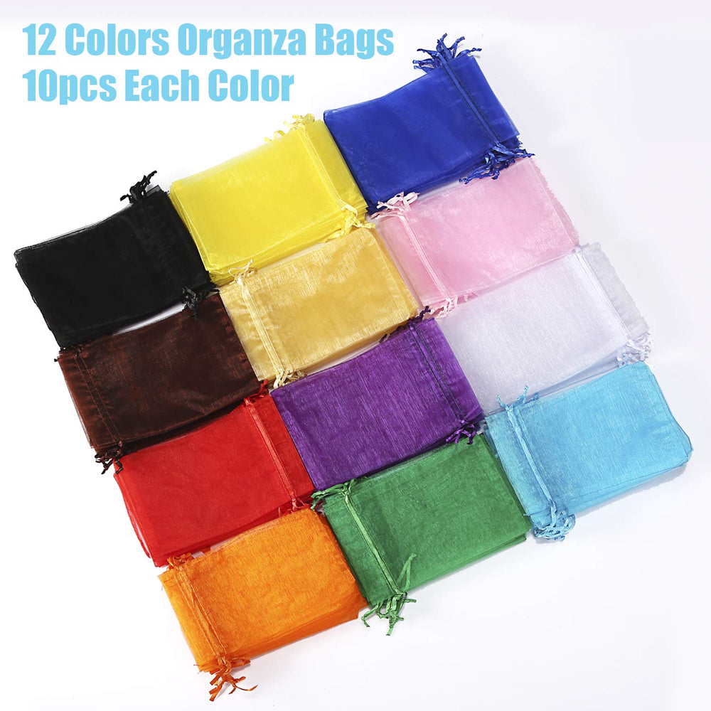 120Pcs Organza Bags 4x6 Inches Mixed Color with Drawstring, Jewelry Pouches Wedding Party Christmas Favor Gift Bags (4x6 inches, Mixed Color)