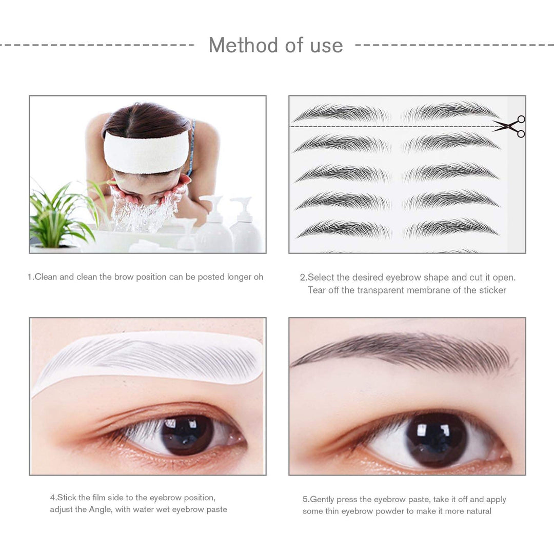 10 Sheets Black 6D Eyebrows Stickers Imitation Ecological Hair-Like Waterproof Natural Tattoos Eyebrows Stickers 100 Pairs