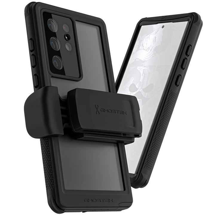 NAUTICAL S22 Ultra Waterproof Case with Screen Camera Protector, Belt Clip Holster Heavy Duty Protective Full Body Phone Covers Designed for 2022 Samsung Galaxy S22 Ultra 5G (6.8 inch) (Clear)
