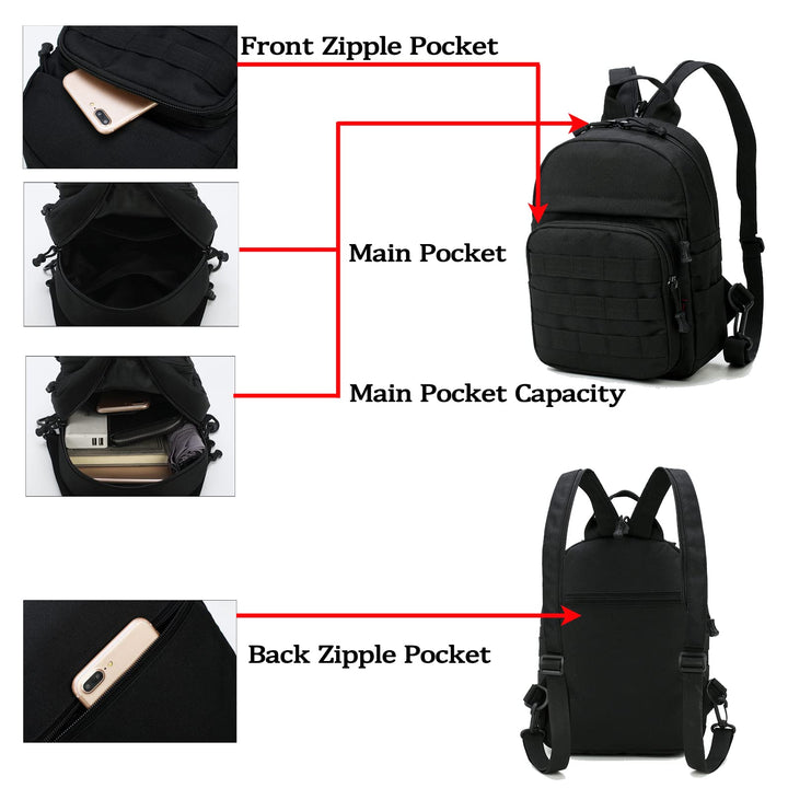 Mini Tactical Backpack, 6L Small Sling Backpacks Should