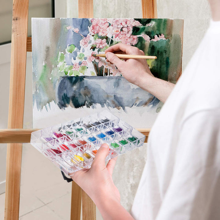 Paint Pallet Tray 24-Well Airtight Paint Palette Stay Wet for Watercolors, Gouache, Acrylic, Oil Paint,