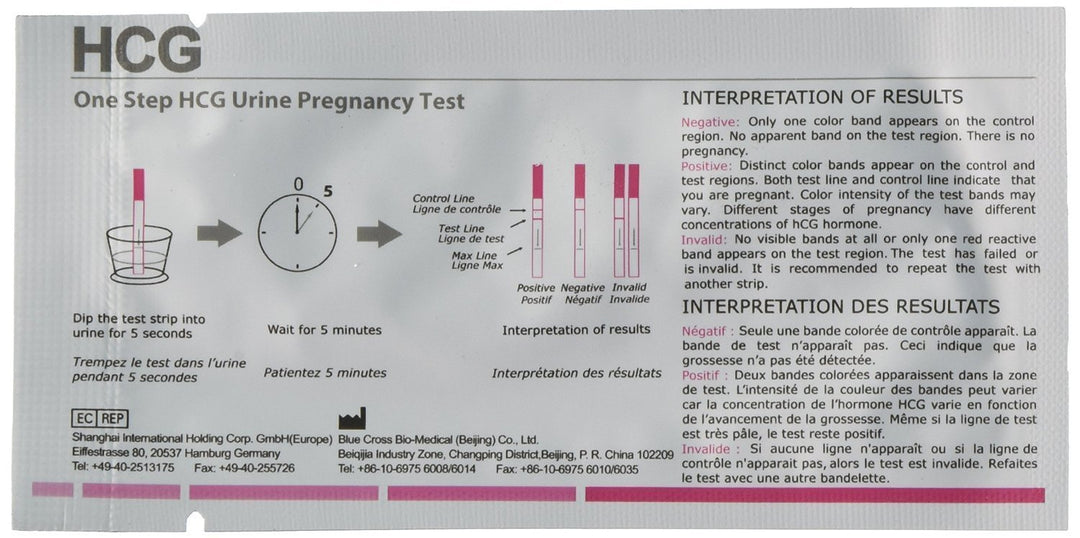 BlueCROSS 10 miu Early Pregnancy test strips (HCG test strips) (20)