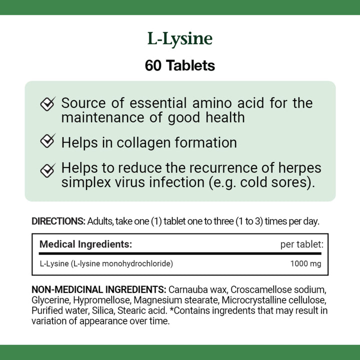 Nature&#39;s Bounty L-Lysine - 1000 mg - 60 Tablets