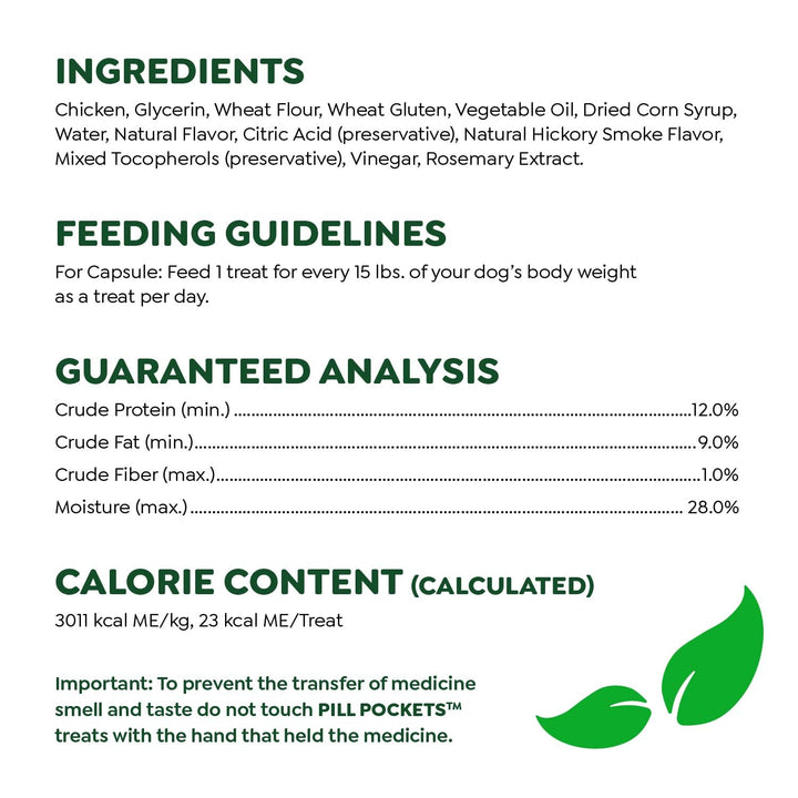 Pill Pockets for Dogs Capsule Size Natural Soft Dog Treats, Chicken Flavor, (6) 7.9 oz. Packs (180 Treats)