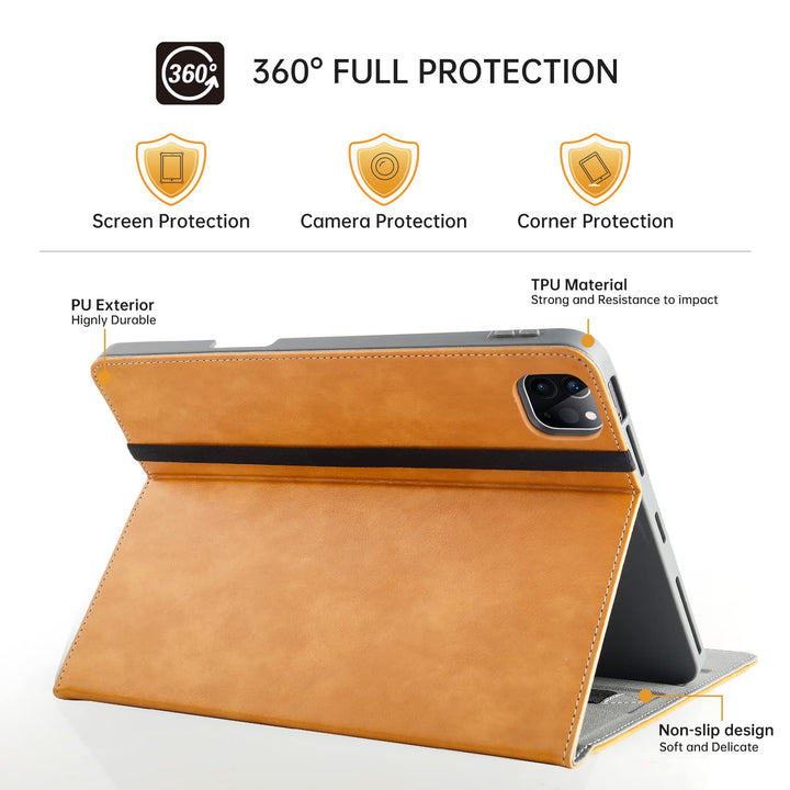 for iPad Pro 12.9 Case 6th Generation 2022 / 5th Gen 2021, 12.9 Inch iPad Pro Cases with Pencil Holder and Pocket, Multiple Angles Viewing Flip Cover Protective Folio Auto Sleep/Wake, Black