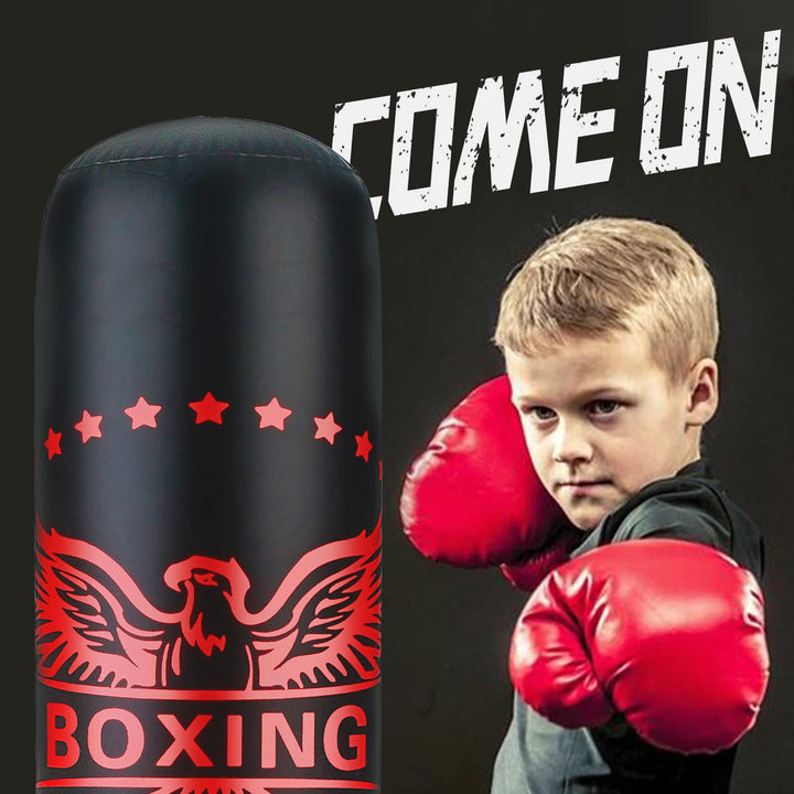 Inflatable Punching Bag for Kids 63 inch Boxing Punching Bag for Kids with Gloves, Punching Bag with Stand Adult Bounce Back Boxing Bag for Practicing Karate, Taekwondo, MMA (Red Gloves)