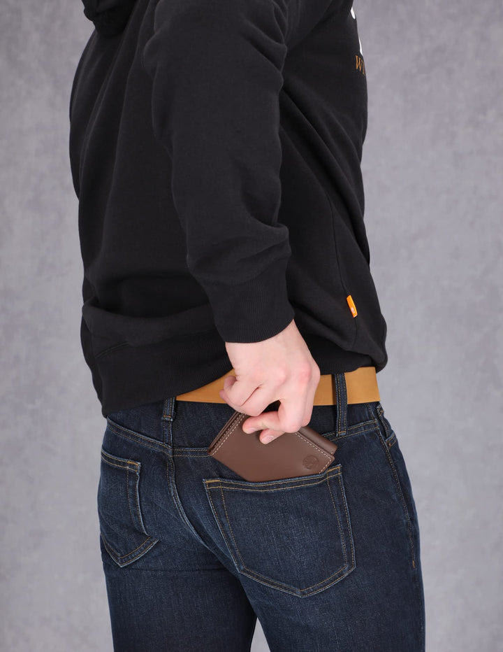 Men&#39;s Leather Trifold Wallet with Id Window, Brown (Hunter), One Size