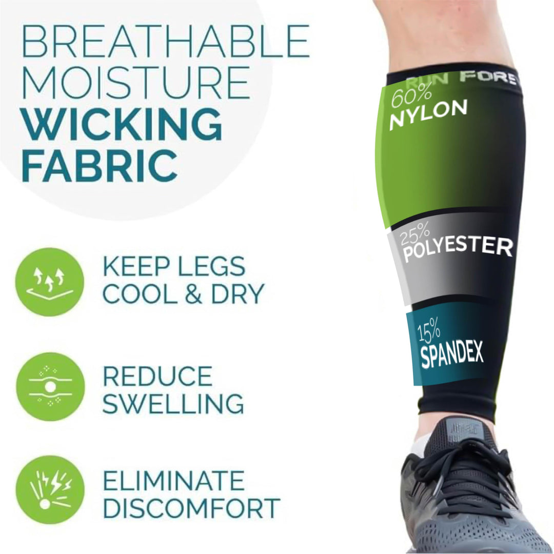 Sports Leg Calf Compression Socks for Runners, Shin Splint, Varicose Vein &amp; Calf Pain Relief , Cycling, Maternity, Nurses (Black, Large)