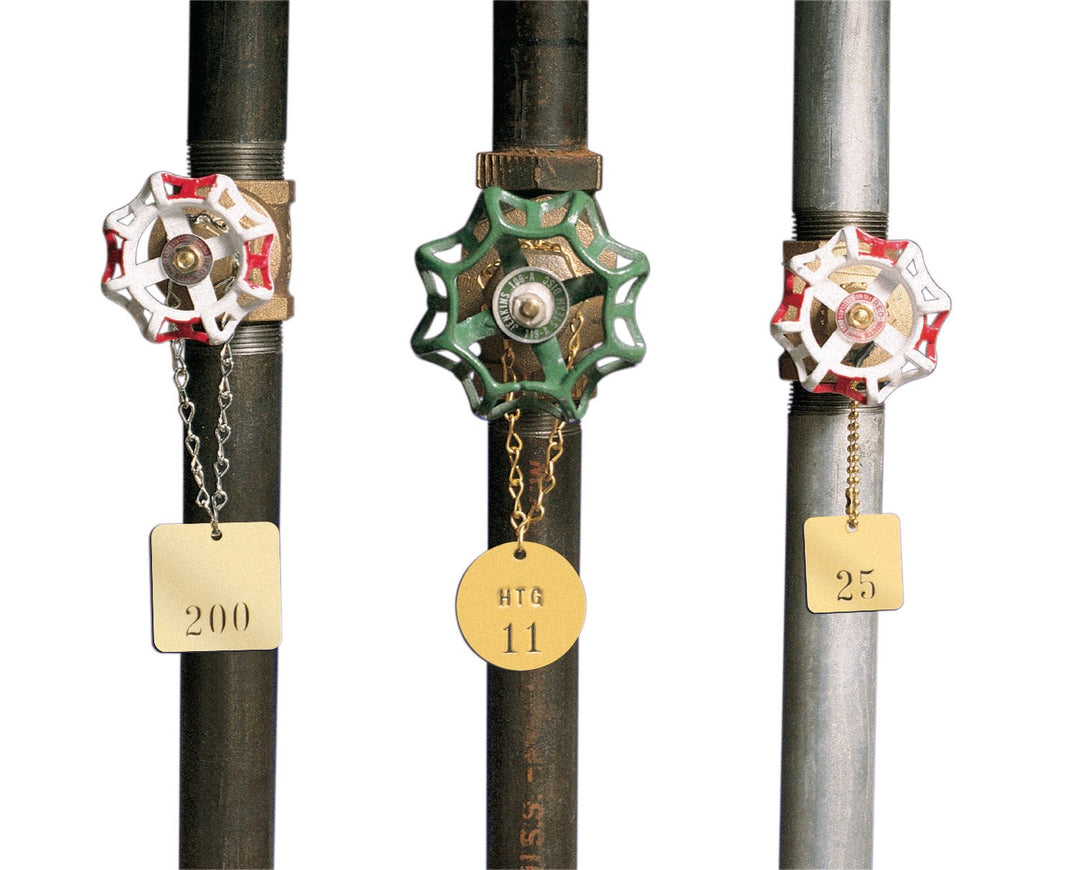 Blank Valve Tags - Round Brass Tags, 1-1/2 Diameter, B-907 (Pack Of 25) - 23210